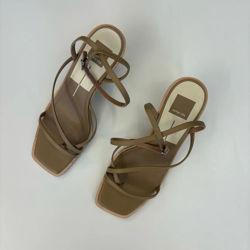 Dolce Vita || Gemini Wedge Sandals Strappy Tan Beige Nude 9.5‎ NWOB